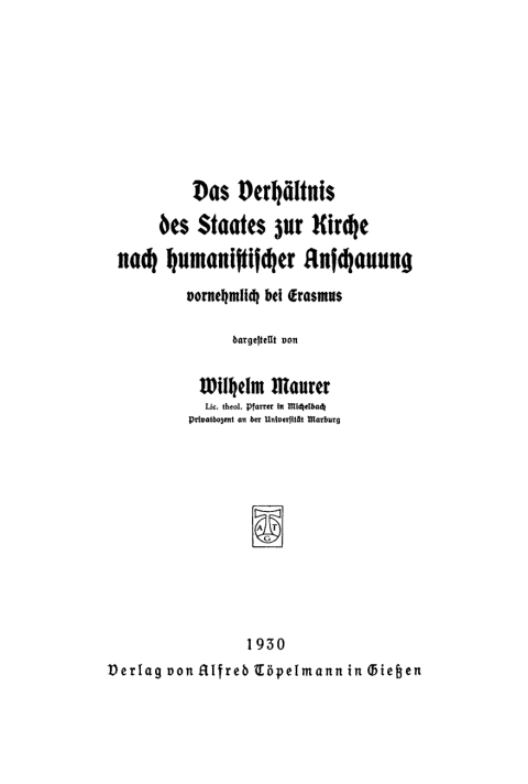 Cover image for book Das Verhältnis des Staates zur Kirche nach humanistischer Anschauung, vornehmlich bei Erasmus