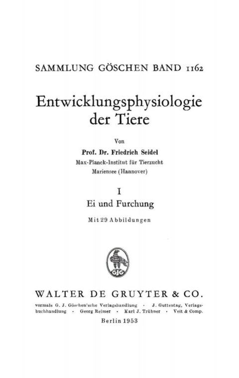 Cover image for book Ei und Furchung