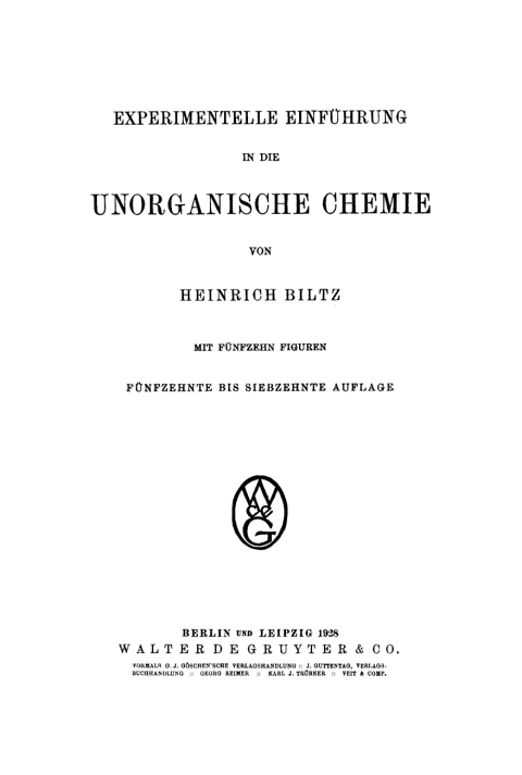 Cover image for book Experimentelle Einführung in die unorganische Chemie