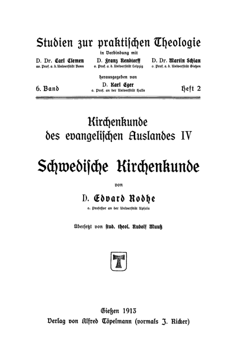Cover image for book Schwedische Kirchenkunde