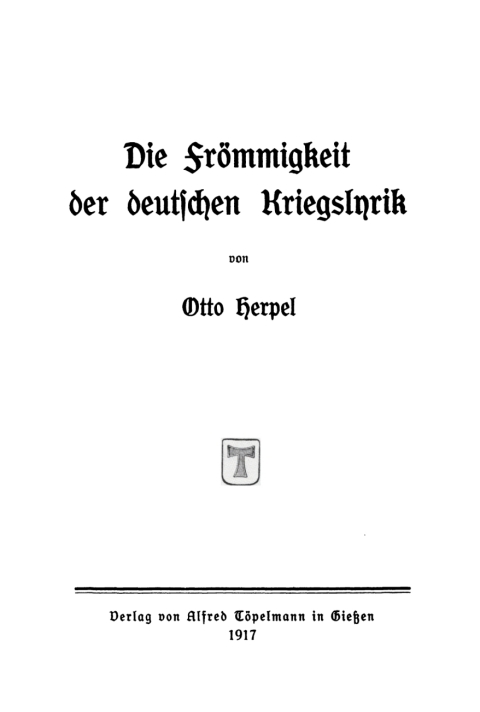Cover image for book Die Frömmigkeit der deutschen Kriegslyrik