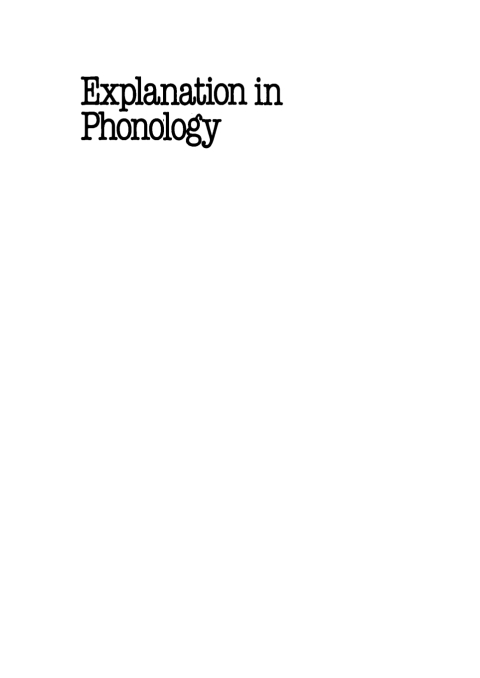 Cover image for book Explanation in Phonology