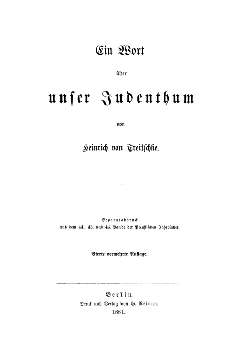 Cover image for book Ein Wort über unser Judenthum