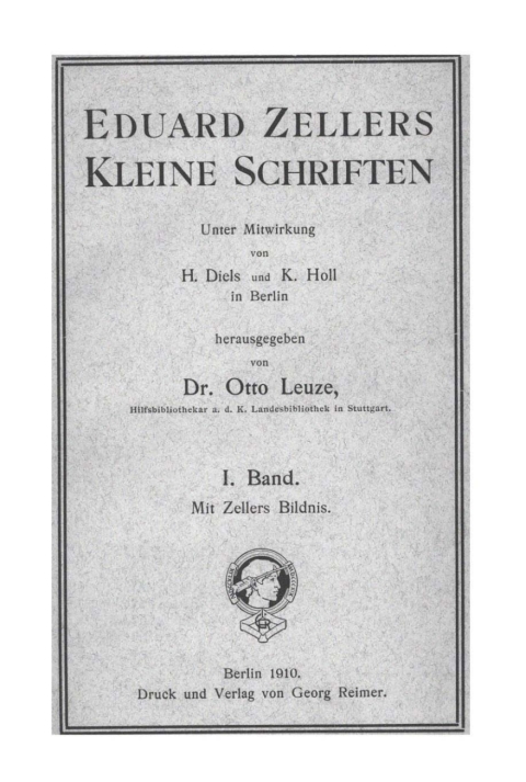 Eduard Zellers Kleine Schriften 