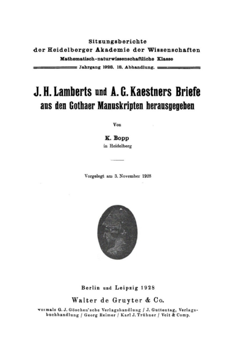 Cover image for book J. H. Lamberts und A. G. Kaestners Briefe aus den Gothaer Manuskripten