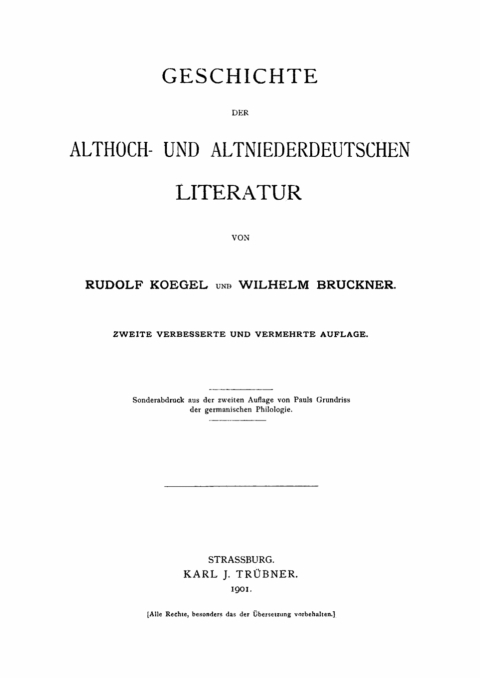 Cover image for book Geschichte der althoch- und altniederdeutschen Literatur