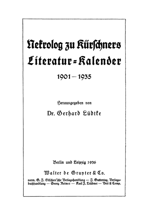 Cover image for book Nekrolog zu Kürschners Literatur-Kalender 1901-1935