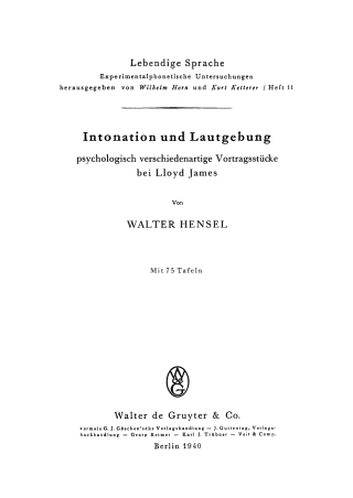Intonation und Lautgebung psychologisch verschiedenartiger Vortragsstücke bei Lloyd James