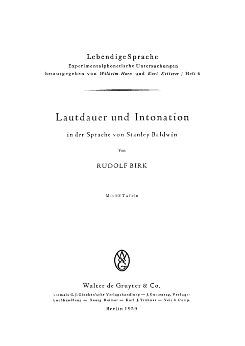 Cover image for book Lautdauer und Intonation in der Sprache von Stanley Baldwin
