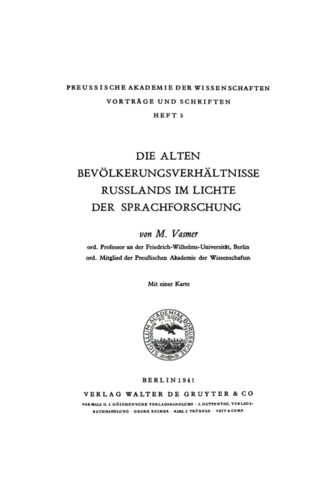 Cover image for book Die alten Bevölkerungsverhältnisse Russlands im Lichte der Sprachforschung