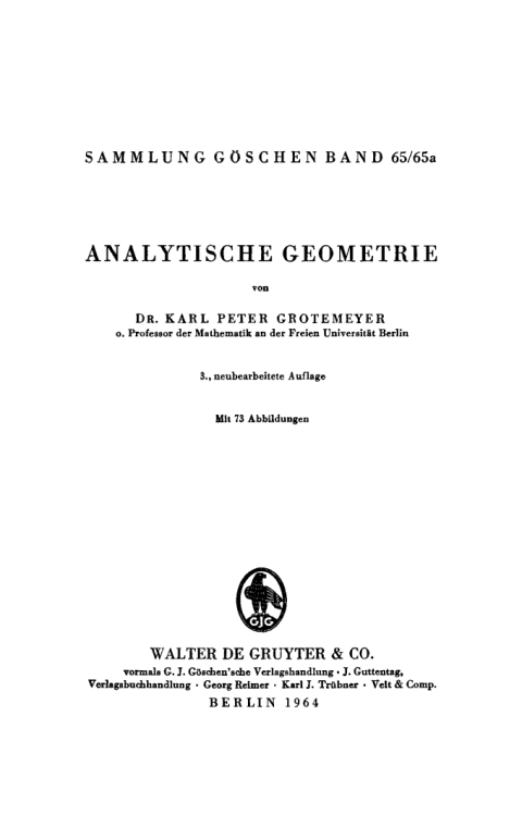 Cover image for book Analytische Geometrie
