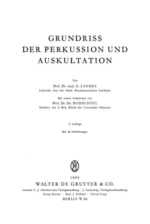 Cover image for book Grundriss der Perkussion und Auskultation