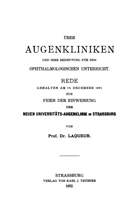 Cover image for book Über Augenkliniken und ihre Bedeutung für den ophthalmologischen Unterricht