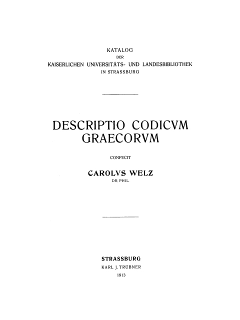 Cover image for book Descriptio codicum Graecorum