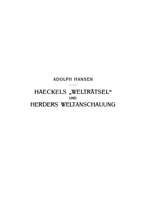 Cover image for book Haeckels “Welträtsel” und Herders Weltanschauung