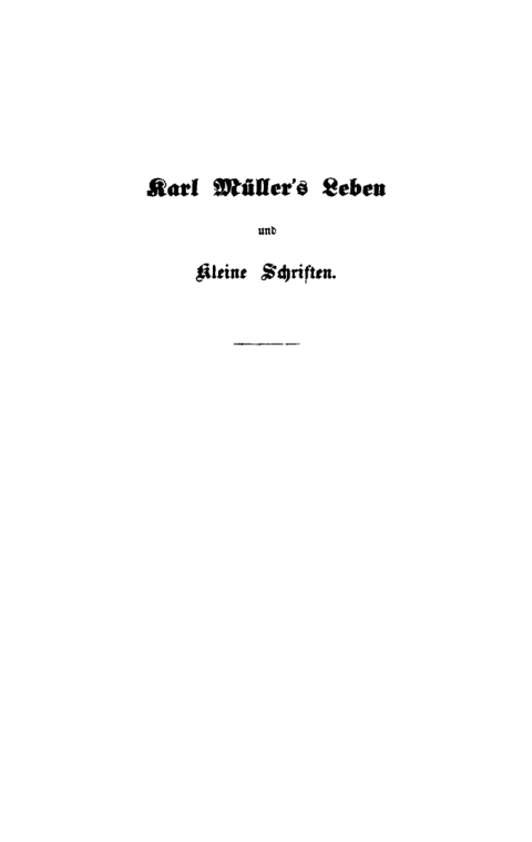 Cover image for book Karl Müller’s Leben und kleine Schriften