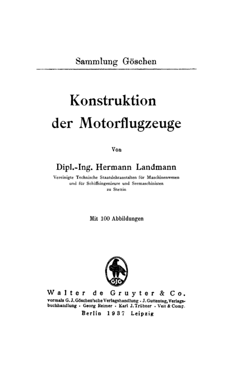Cover image for book Konstruktion der Motorflugzeuge