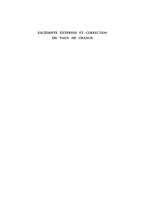 Cover image for book Excédents externes et correction du taux de change