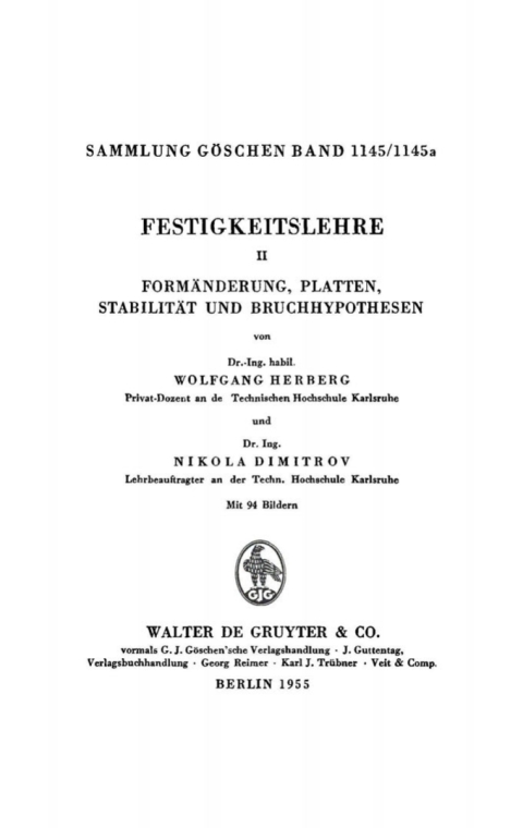 Cover image for book Formänderung, Platten, Stabilität und Bruchhypothesen