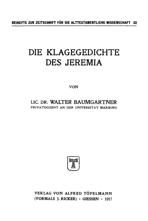 Cover image for book Die Klagegedichte des Jeremia