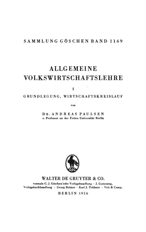 Cover image for book Grundlegung, Wirtschaftskreislauf