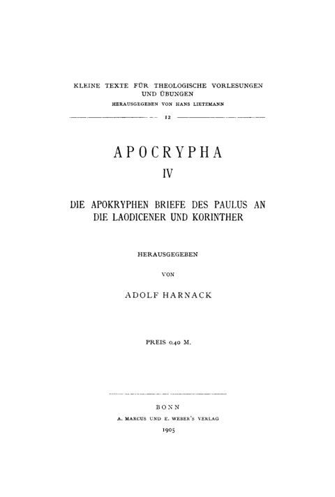 Cover image for book Die apokryphen Briefe des Paulus an die Laodicener und Korinther