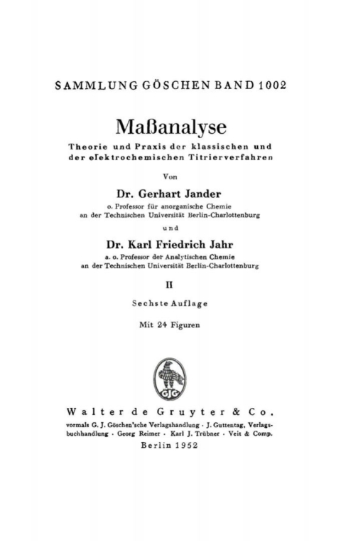 Cover image for book Maßanalyse, II.