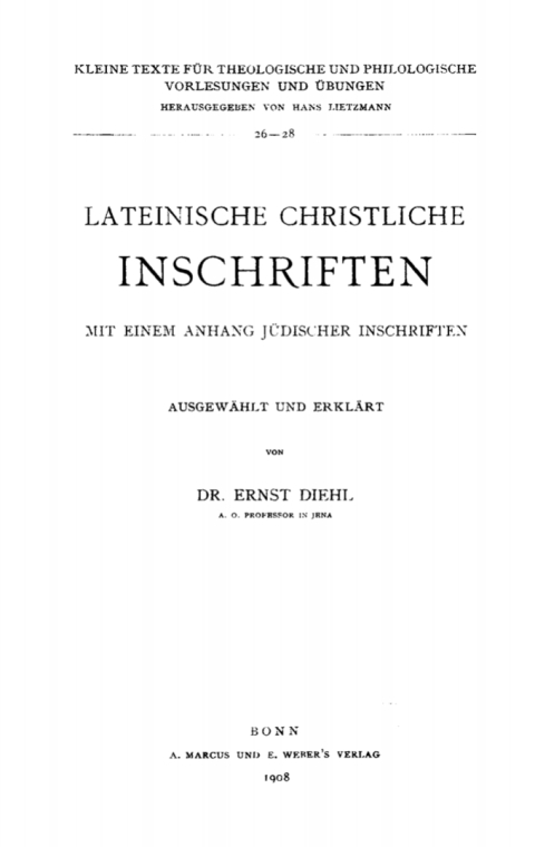 Cover image for book Lateinische christliche Inschriften