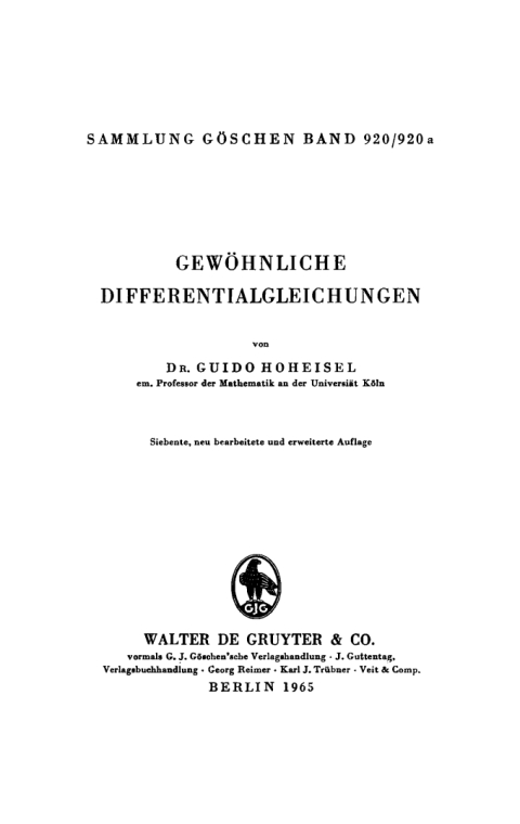 Cover image for book Gewöhnliche Differentialgleichungen