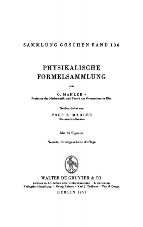 Cover image for book Physikalische Formelsammlung