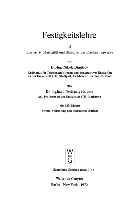 Cover image for book Elastizität, Plastizität und Stabilität der Flächentragwerke