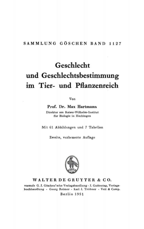 Cover image for book Geschlecht und Geschlechtsbestimmung im Tier- und Pflanzenreich