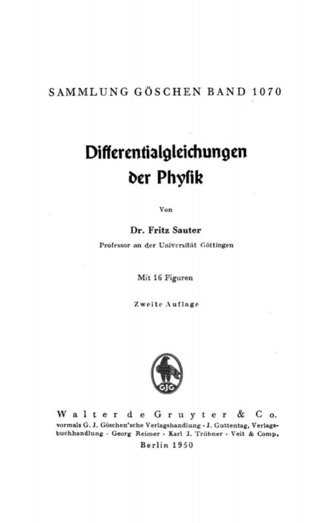 Cover image for book Differentialgleichungen der Physik