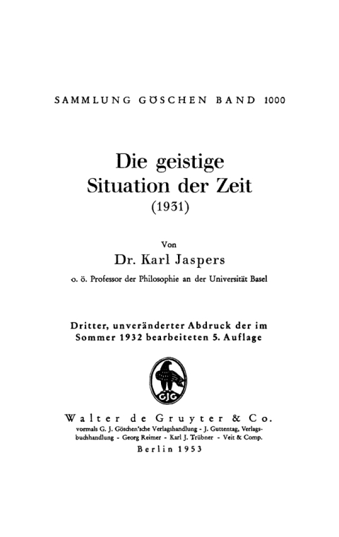 Cover image for book Die geistige Situation der Zeit