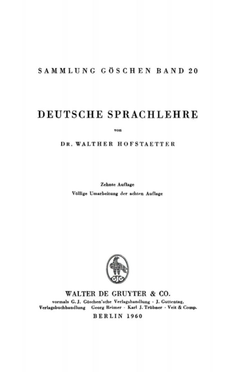 Cover image for book Deutsche Sprachlehre