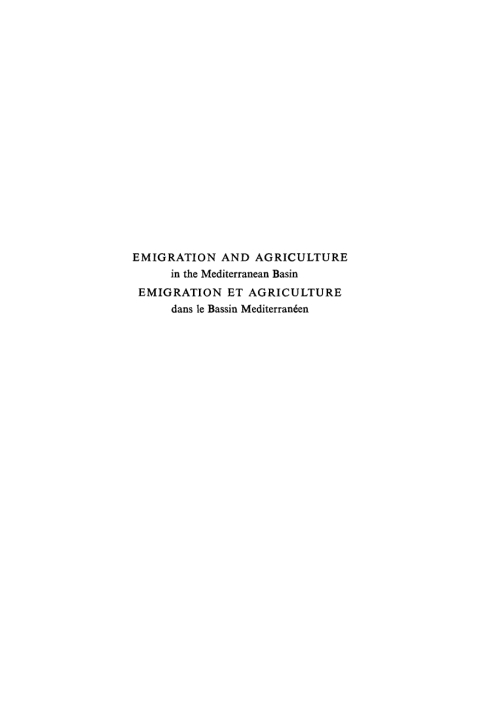 Cover image for book Emigration and agriculture in the Mediterranean basin