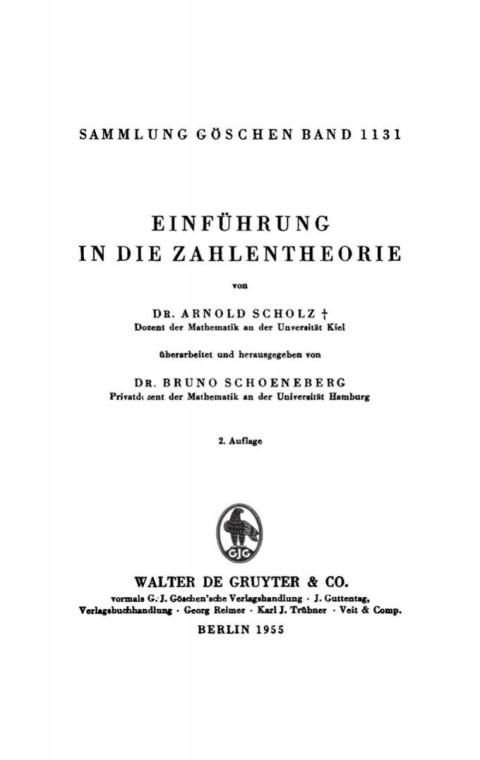 Cover image for book Einführung in die Zahlentheorie