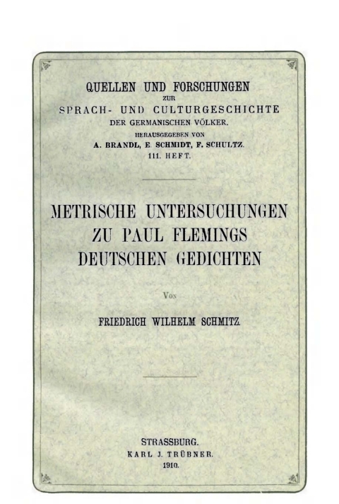 Cover image for book Metrische Untersuchungen zu Paul Flemings deutschen Gedichten