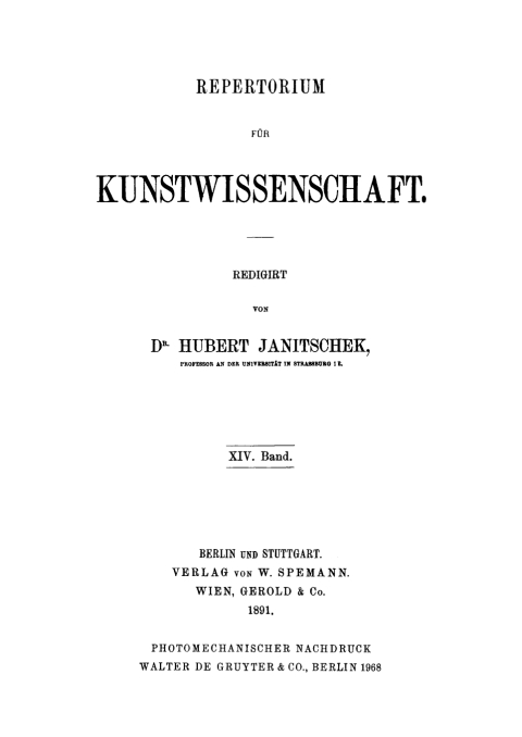 Cover image for book Repertorium für Kunstwissenschaft. Band 14