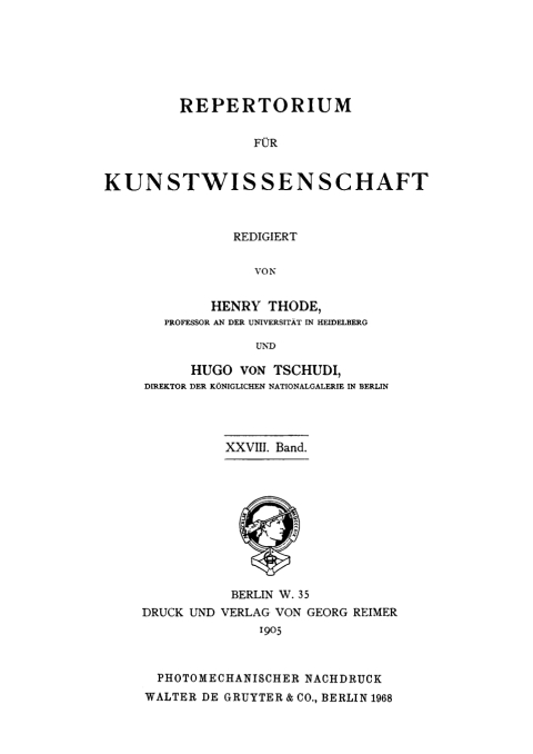 Cover image for book Repertorium für Kunstwissenschaft. Band 28