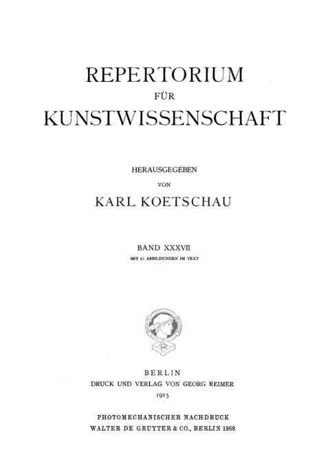 Cover image for book Repertorium für Kunstwissenschaft. Band 37
