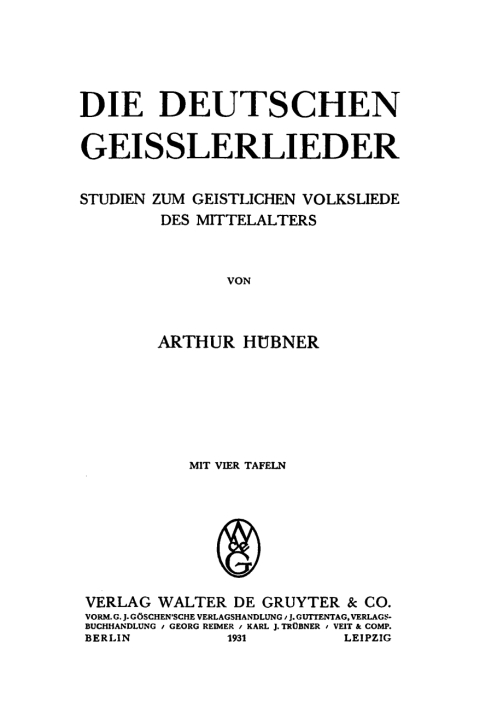 Cover image for book Die deutschen Geisslerlieder