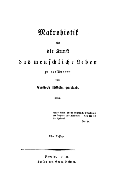 Cover image for book Makrobiotik oder die Kunst, das menschliche Leben zu verlängern