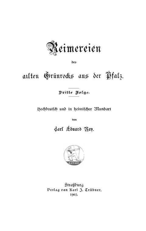 Cover image for book Reimereien des alten Grünrocks aus der Pfalz