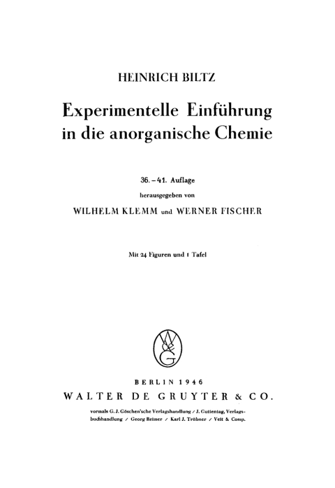 Cover image for book Experimentelle Einführung in die anorganische Chemie