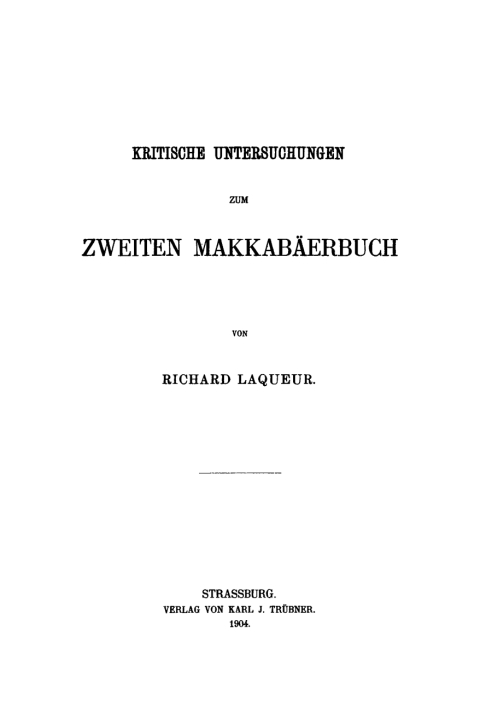 Cover image for book Kritische Untersuchungen zum zweiten Makkabäerbuch