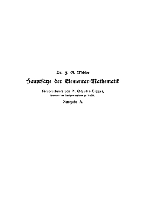 Cover image for book Hauptsätze der Elementar-Mathematik zum Gebrauche an höheren Lehranstalten