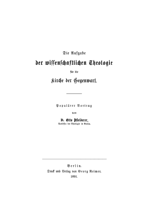 Cover image for book Die Aufgabe der wissenschaftlichen Theologie für die Kirche der Gegenwart