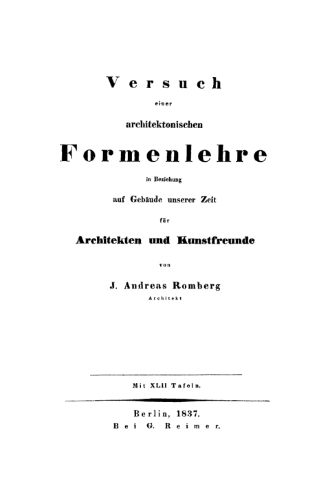 Cover image for book Versuch einer architektonischen Formenlehre in Beziehung auf Gebäude unserer Zeit für Architekten und Kunstfreunde