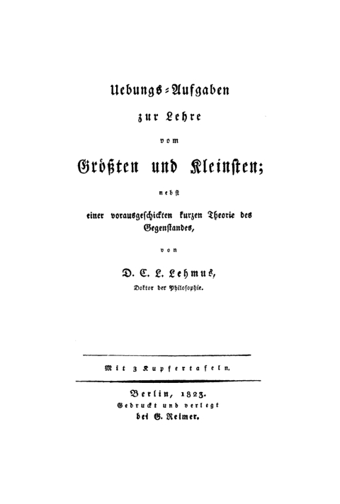 Cover image for book Uebungs-Aufgaben zur Lehre vom Größten und Kleinsten